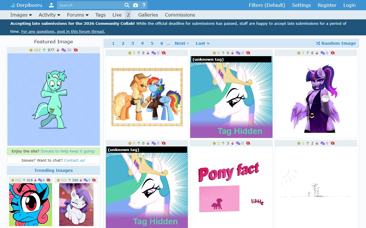 Screenshot of Derpibooru